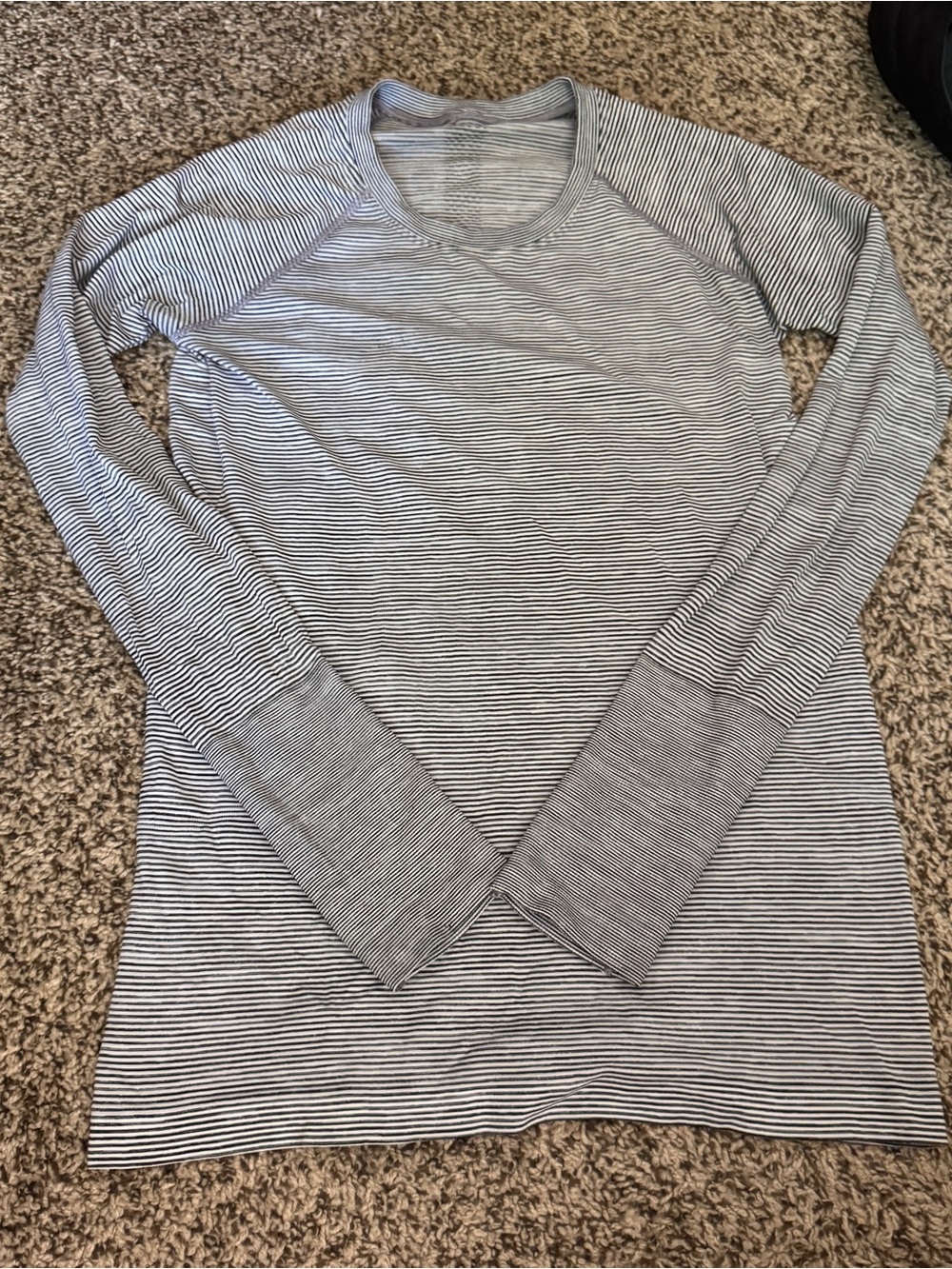 lululemon athletica Striped Long-Sleeve Crewneck Top - Gray & White